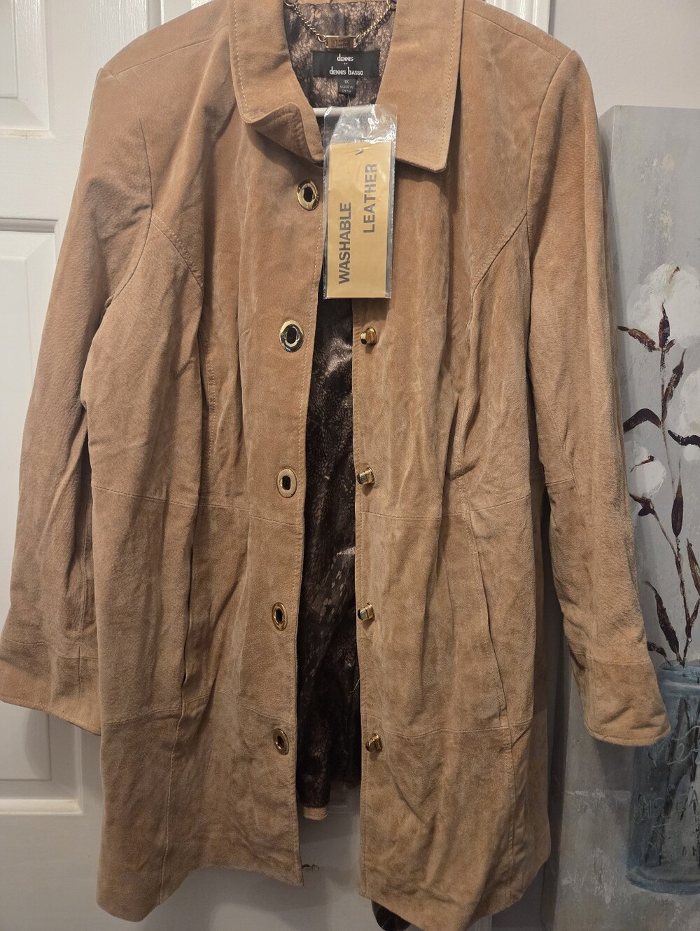 dennis basso Suede Jacket in Tan